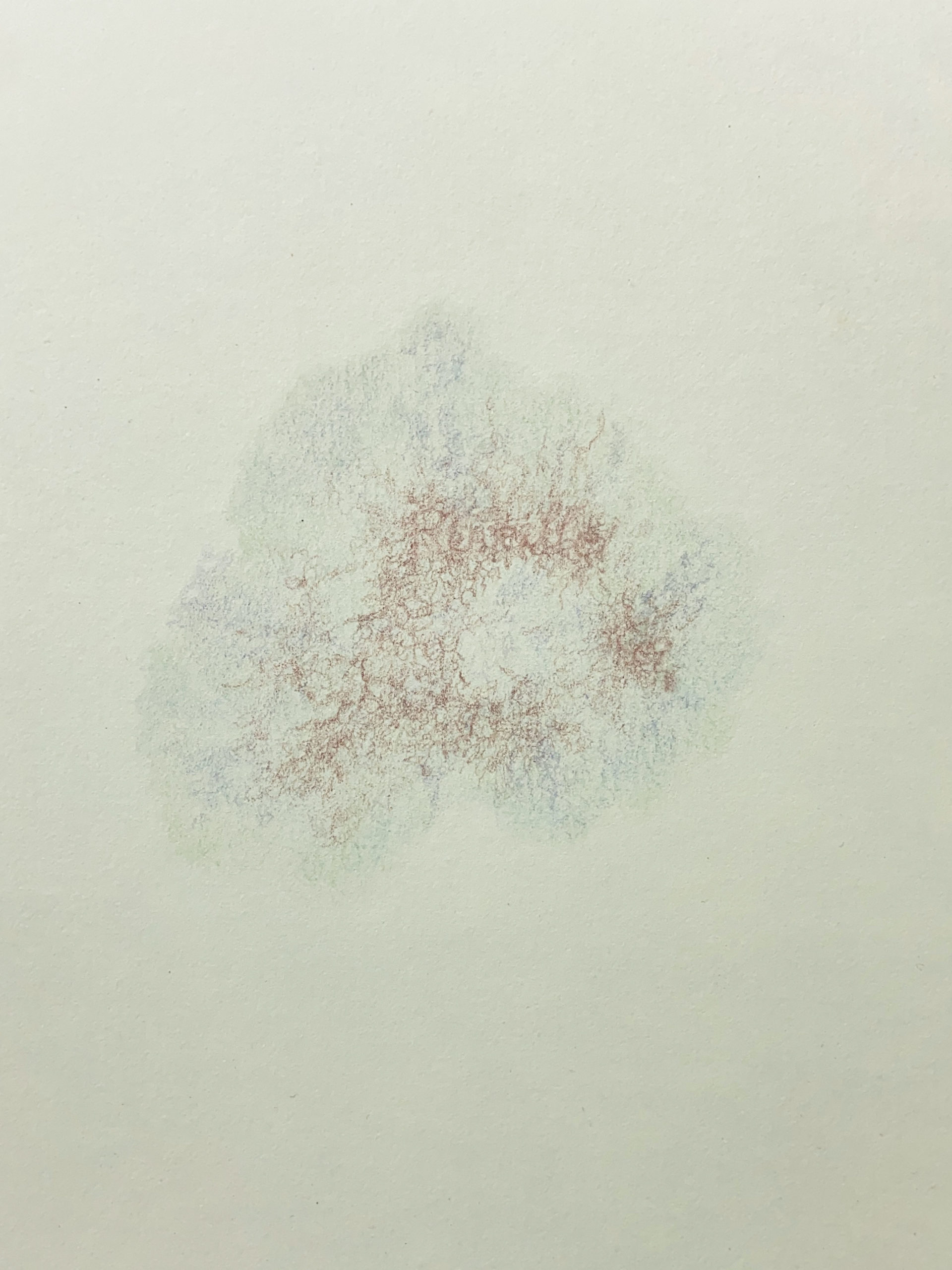 Détail du dessin Hématome 1, 2022, crayon de couleur sur papier tendu sur châssis, 29 x 30 cm
